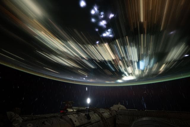 NASA image: The city lights of Southeast Asia streaking below the International Space Station