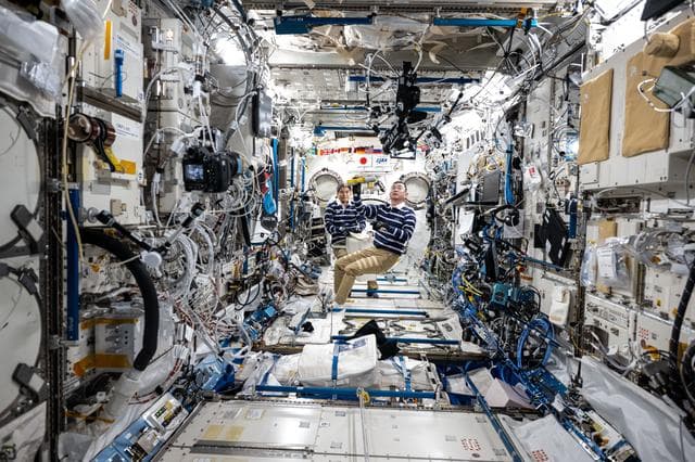 NASA image: JAXA astronauts Takuya Onishi and Kimiya Yui inside the Kibo laboratory module