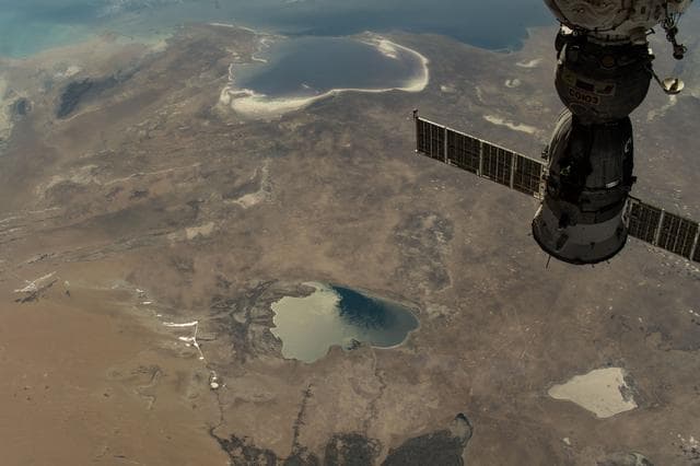 NASA image: The International Space Station orbits above Uzbekistan