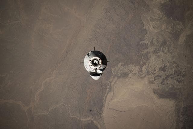 NASA image: The SpaceX Dragon approaches the International Space Station above Pakistan