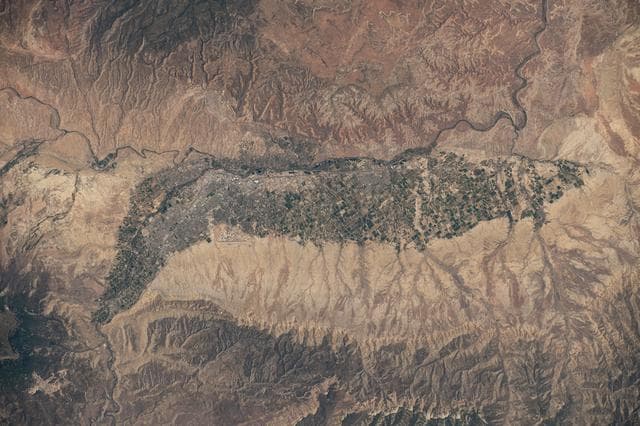 NASA image: Colorado's Western Slope region highlighted by the city of Grand Junction