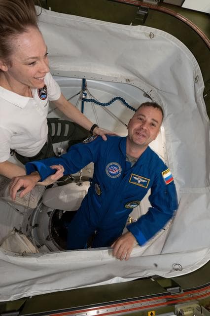 NASA image: NASA's SpaceX Crew-11 Mission Specialist Oleg Platonov is welcomed aboard the station