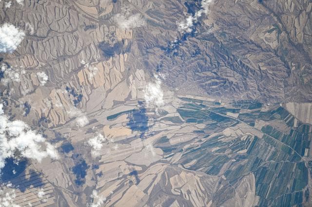 NASA image: Agricultural activities in the diverse landscape of Kazakhstan's Jetisu region