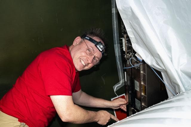 NASA image:  NASA astronaut Mike Fincke pictured during communications maintenance activities