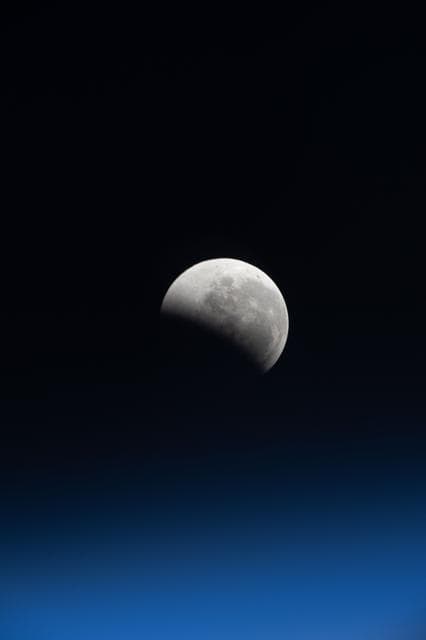 NASA image: The lunar eclipse, also known as the Blood Moon, above Earth's horizon