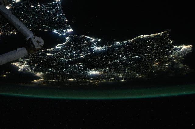NASA image: The nightime coastal lights of Morocco and Spain
