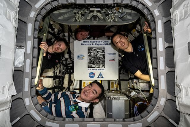 NASA image: Expedition 73 astronauts pictured inside the Cygnus XL cargo craft