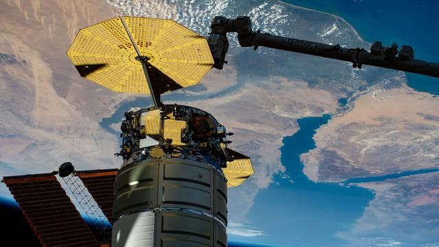 NASA image: The International Space Station above the Mediterranean Sea
