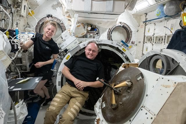 NASA image: NASA astronauts Zena Cardman and Mike Fincke pose for a portrait