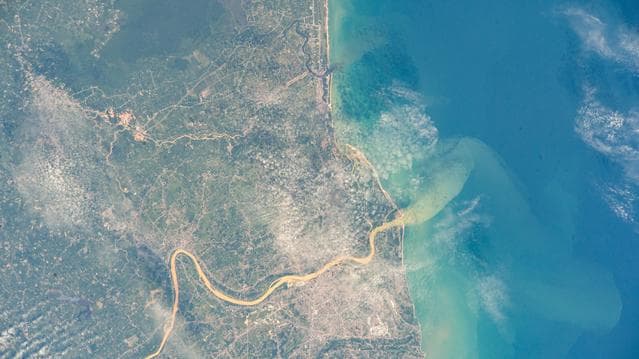 NASA image: The Kelantan River flows Malaysia into the South China Sea