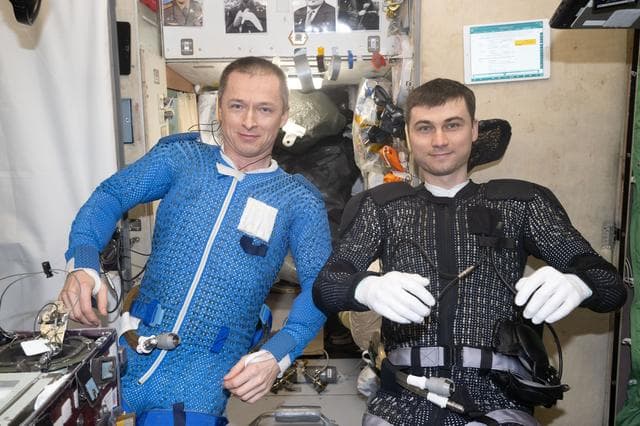 NASA image: Cosmonauts Sergey Ryzhikov and Alexey Zubritsky prepare for a spacewalk