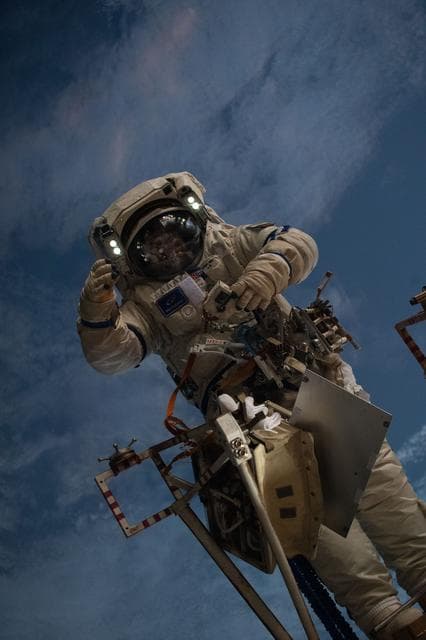 NASA image: Cosmonaut Alexey Zubritsky is pictured during a six-hour and nine-minute spacewalk
