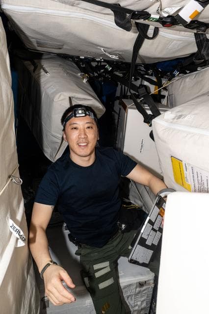 NASA image: NASA astronaut Jonny Kim works on maintenance and cargo activities
