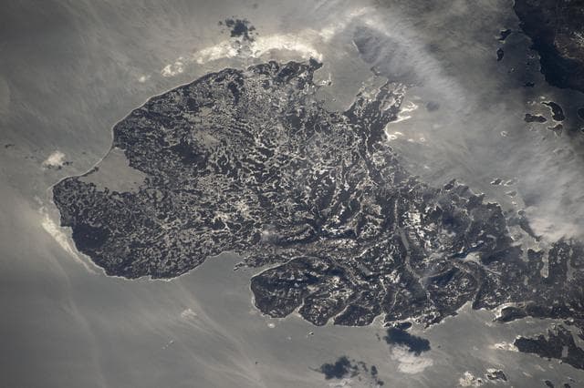 NASA image: The western portion of Grand Terre, part of the French Southern and Antarctic Lands