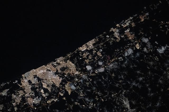 NASA image: City lights stretch from Tel Aviv to Netanya, Israel