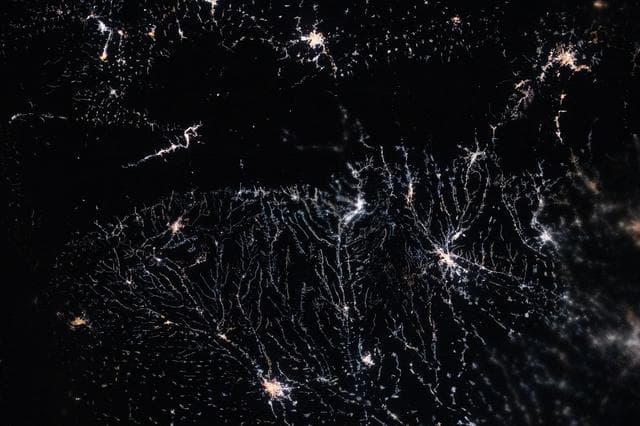 NASA image: City lights trace river valleys in the Wallachian Plain of Romania