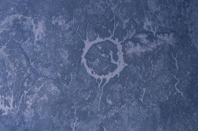 NASA image: The Manicouagan Crater in Canada formed about 214 million years ago