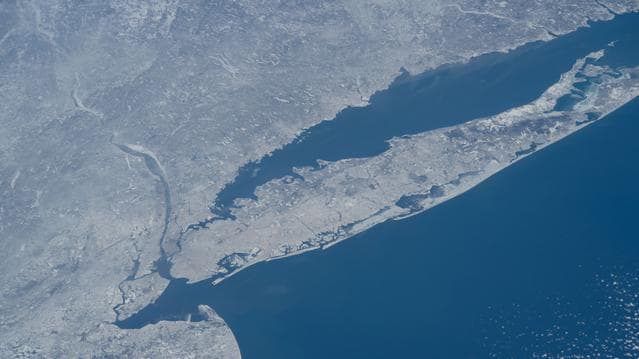 NASA image: The wintry landscape of New Jersey, New York, and Connecticut