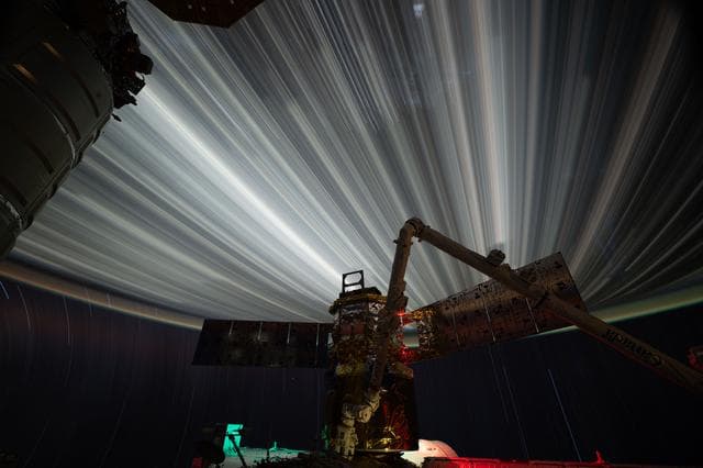 NASA image: Star trails and city lights streak above the India-Pakistan border