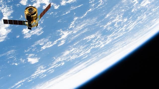 NASA image: The HTV‑X1 cargo spacecraft from JAXA departs the International Space Station