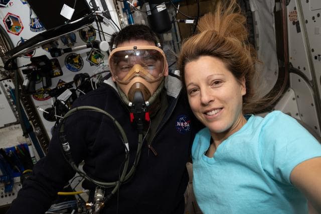 NASA image: Astronauts Jack Hathaway and Sophie Adenot pose for a portrait