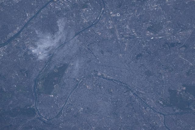 NASA image: Paris, France, split by the river Seine