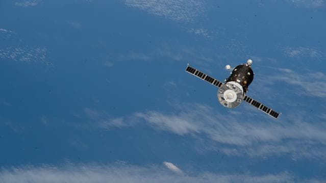 NASA image: The trash-packed Progress 93 cargo spacecraft departs the International Space Station