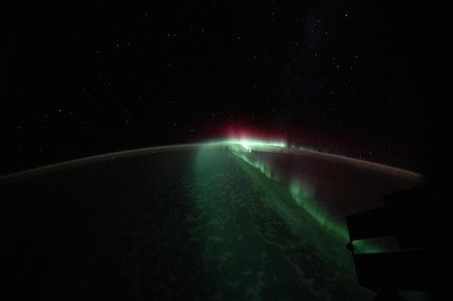 NASA image: The aurora australis streams serenely above the Indian Ocean
