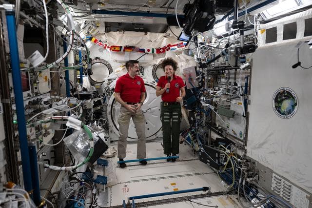 NASA image: NASA astronauts Jack Hathaway and Jessica Meirinside the Kibo laboratory module