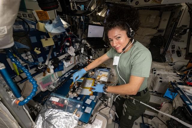 NASA image: Astronaut Jessica Meir conducts a biotechnology investigation