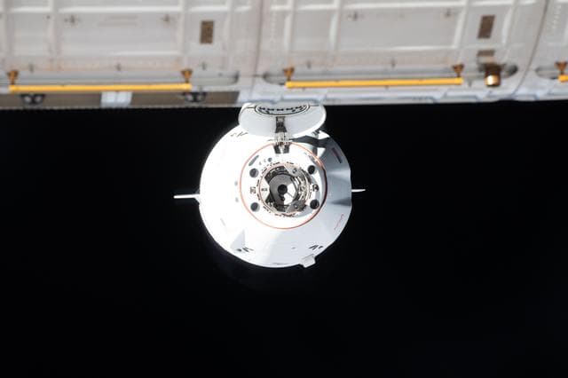 NASA image: A SpaceX Dragon cargo spacecraft approaches the International Space Station