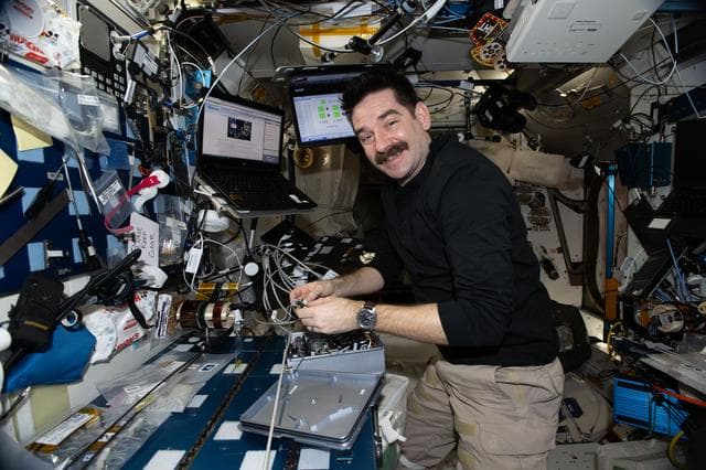 NASA image: NASA astronaut Jack Hathaway swaps hardware to support a biotechnology study
