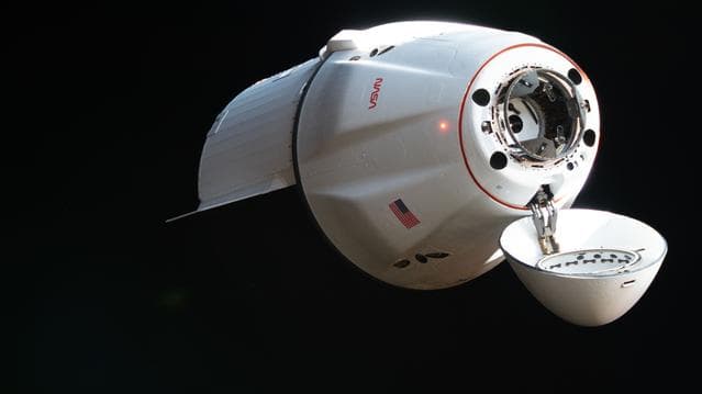 NASA image: A SpaceX Dragon cargo spacecraft approaches the International Space Station
