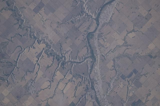 NASA image: The Red Deer River runs through central Alberta, Canada
