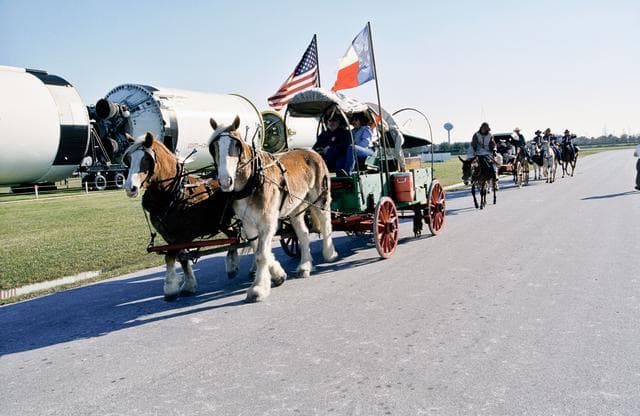 NASA image: Cowboy Parade at JSC
