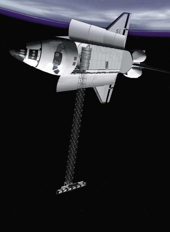 NASA image: Graphic representation of STS-99 Endeavour during SRTM