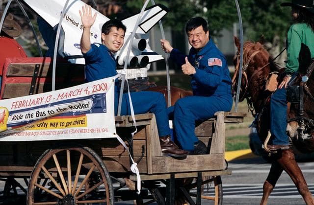 NASA image: 2001 Houston Rodeo Trailride from Building 1 to the Gilruth Center