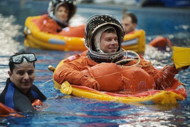 NASA image: STS-114 Preflight Water Survival Training at Sonny Carter Training Facility.