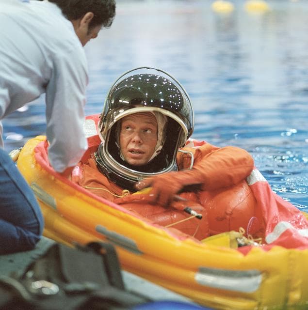 NASA image: Preflight coverage of STS-116 during emergency bailout training. NBL