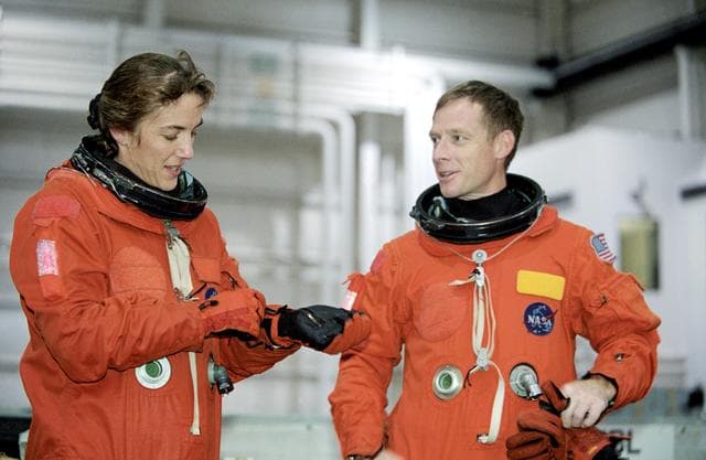 NASA image:  Preflight coverage of STS-115  water survival training.