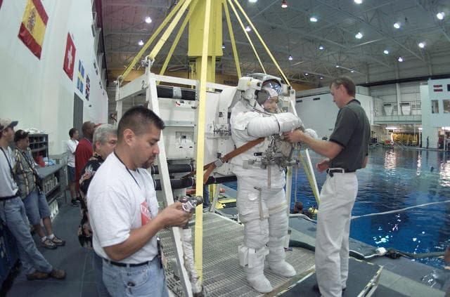 NASA image: STS-115  Crew training at the Neutral Buoyancy Laboratory (NBL)