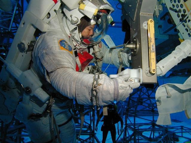 NASA image: STS-114 EVA training at the NBL