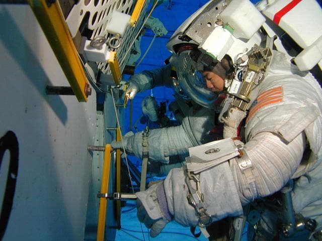 NASA image: STS-114 EVA training at the NBL