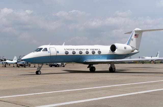 NASA image: International Space Station Expedition 6 crew arrival at Ellington Field for crew return to JSC.