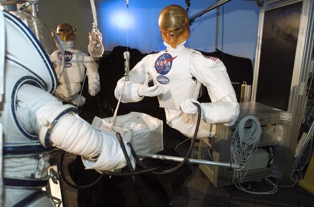 NASA image: Robonaut joint task operations with astronaut Nancy Currie.