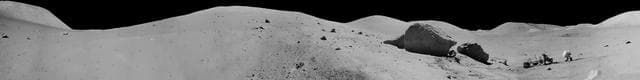 jsc2004e52779 - Panorama view of Apollo 17 lunar surface photos for Station 6 taken during the third moonwalk of the mission by Apollo 17 commander Eugene Cernan and lunar module pilot Harrison (Jack) Schmitt. The panoramas were built by combining Apollo 1