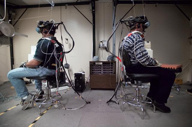 NASA image: STS-116 Crew Members Training with Expedition 12 in VR Lab