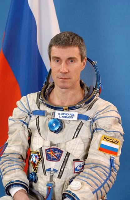NASA image: Cosmonaut Sergei Krikalev, Russia's Federal Space Agency, Expedition 11 commander, Soyuz commander.