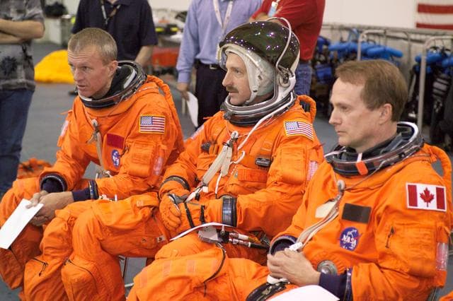 NASA image: STS-115 Preflight Training, water survival training at the NBL.