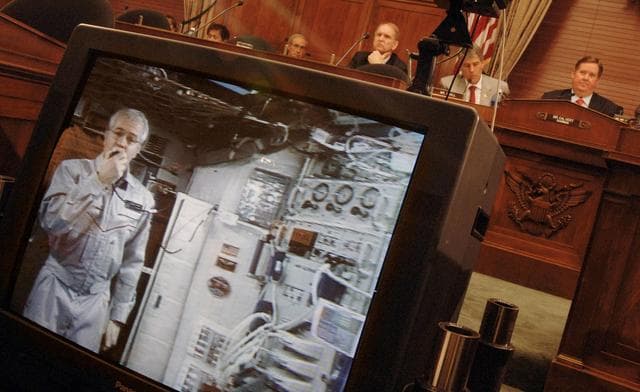 NASA image: Phillips testitifes during  House Subcommittee on Space and Aeronautics hearing